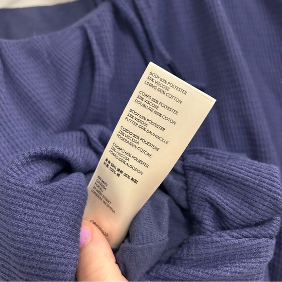 Free People We The Free Bondi Waffle Thermal Bubble Hem Top Blue - Picture 6 of 7